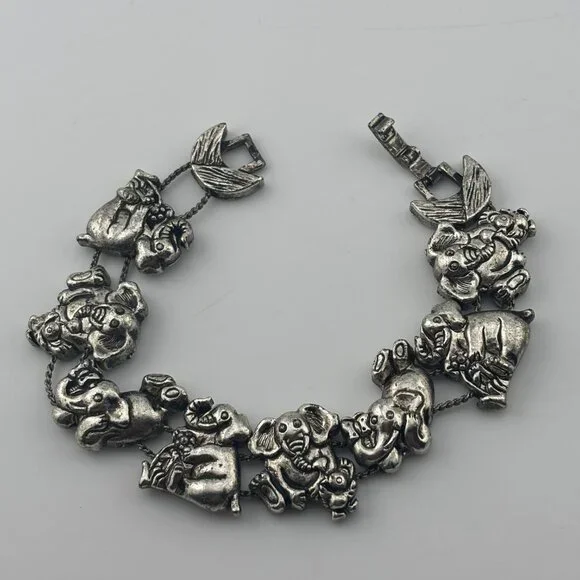 Silver Toned Metal Elephant Bracelet - Picture 5 of 6